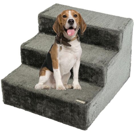 MaxxPet Scaletta per Cani - Scala per Cani Grandi e Piccoli - Rampa per Cani con Piattaforma di Atterraggio Senza Cuciture - 3 Gradini - 43x41x30 cm - Colore Nero