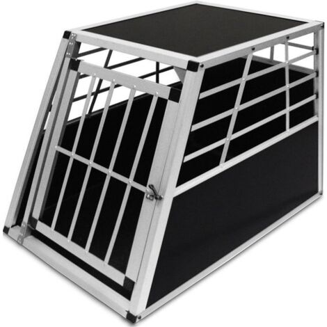 MaxxPet Trasportino Cani Auto - Box per Cani per Auto - Pieghevole - Gabbia per Cani con 1 Porta - Cane Kennel - Gabbia per Cani e Gatti - Trasportino per Cani in Alluminio Pro - 54x69x50 cm - Grigio