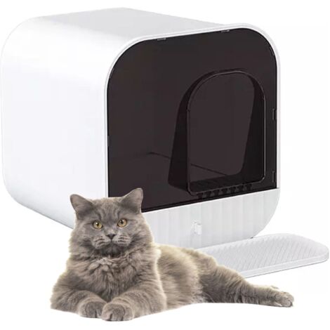 MaxxPet Lettiera per Gatto Design - Lettiera Chiusa per Gatti - Casa di Toilette per Gatti - Con Paletta e Lettiera - Cassetta per Gatti - Inclusi Vassoio e Vassoio per Gatti - 43x42x40 cm - Bianco