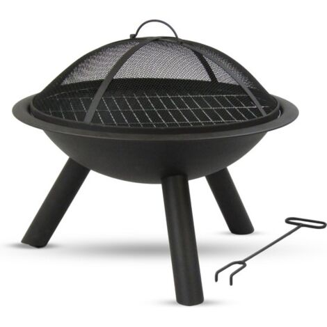 MaxxGarden Braciere da Esterno - Ciotola di Fuoco con Griglia per il Giardino - Ø 56 cm - Nero