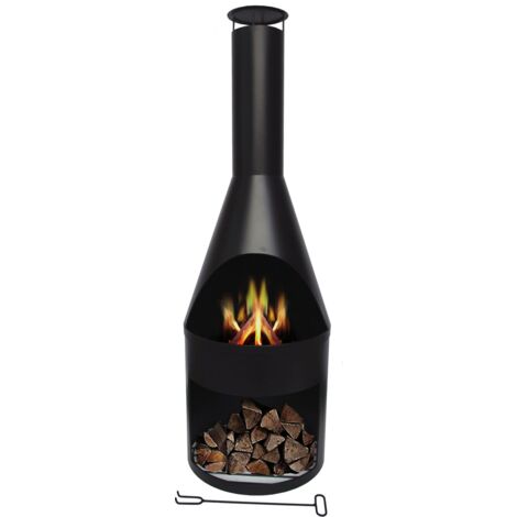 MaxxGarden Heracles - Caminetto per Esterni, Braciere da Terrazzo - 45 x 45 x 134 cm - Colore Nero