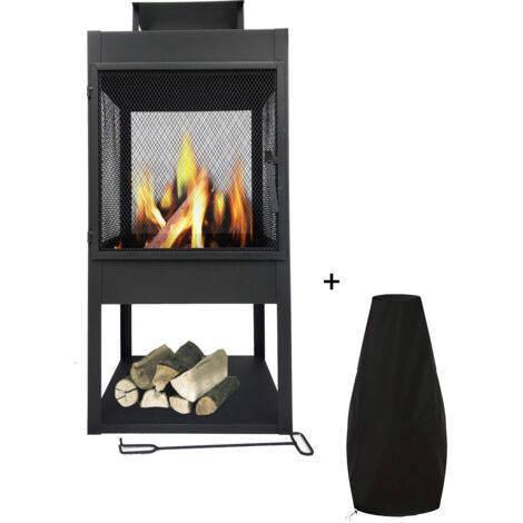 MaxxGarden Caminetto da Esterno Artemis - Braciere - Ø 45 cm, Altezza 100 cm - Colore Nero + Copertura Gratuita