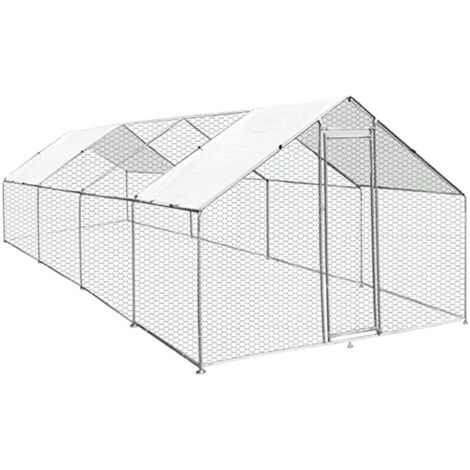 MaxxPet Pollaio Resistente all'Inverno – Voliera per Galline all'Aperto – 3x8x2m – Casetta per Polli e Galline – Recinto da Giardino – Chicken Coop – Metallo di Alta Qualità