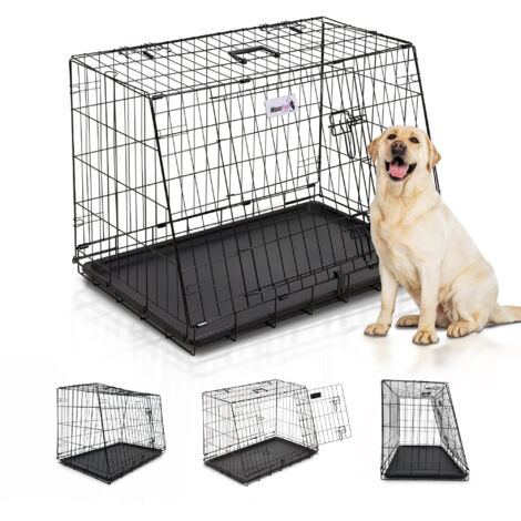 MaxxPet Gabbia per Cane - Gabbia per Cani con 2 Porte d'Ingresso - Pieghevole e Trasportabile - Kennel per Cane Grande - 78x47x55 cm - Colore Nero