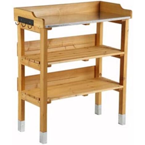 MaxxGarden Mesa de Trasplante – Mesa de Jardinería de Madera – Mesa de Preparación para Exterior – Mesa de Plantación para Balcón, Terraza o Jardín – 80x40x86cm
