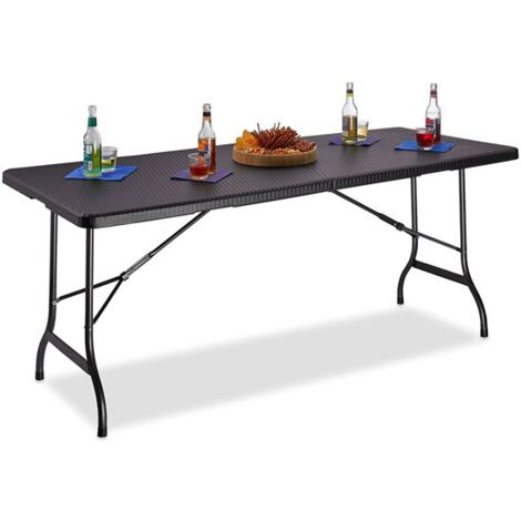 MaxxGarden Mesa Dobravel - Mesa de Jardín Plegable - Madera de Ingeniería - Exterior - Portatil - 180 x 70 x 74 cm - Negro
