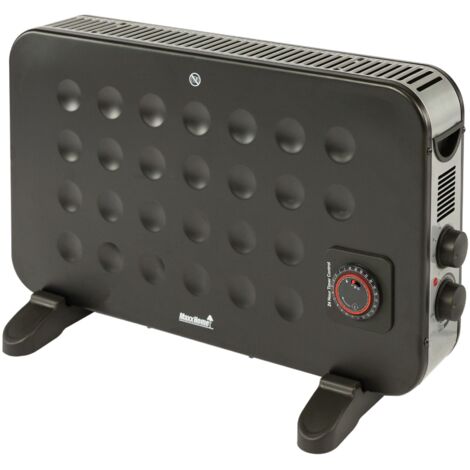 MaxxHome Calentador Eléctrico de Convección - Convector - Calefacción - Radiador - 3 Niveles de Calor - 2000W - Negro