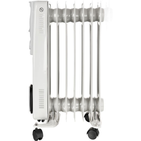 MaxxHome Radiador de aceite - Calentador eléctrico móvil - Termostato ajustable - Calefacción de aceite - Protección contra el Sobrecalentamiento - 1500W - 7 Elementos