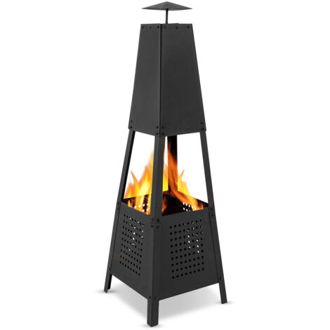 MaxxGarden Brasero Exterior Jardin - Chimenea Exterior Hera - Estufa Terraza Exterior - Pozo de Fuego - Calentador de Patio - 35x35x100 cm - Fire Pit