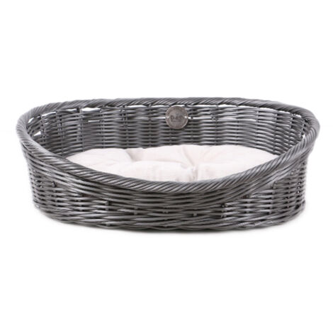 MaxxPet Cama para perros, cesta redonda con cojín, cesta para perros y gatos, color antracita, 43 x 36 x 15 cm