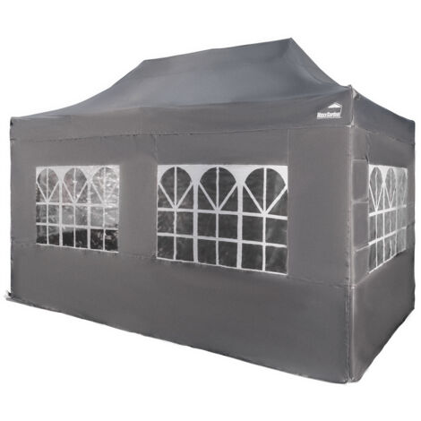 MaxxGarden Cenador de jardín - Pabellón 3x6 m - Carpa de jardín - Carpa de fiesta - 18m² - Protección UV 50+ - Impermeable - 4 laterales - Antracita (1/5)