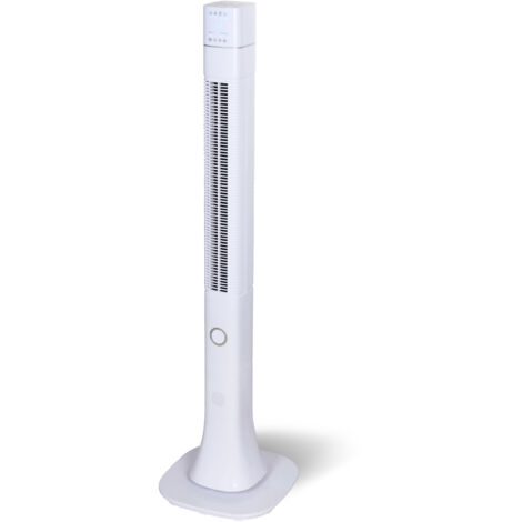 MaxxHome De Torre Para Dormitorio con Control Remoto - Ventilador de pie Largo de 123 cm Para Habitación, Hogar y Oficina - 50W Blanco y Negro s de Dormitorio para Enfriamiento y Sueño con 3 Modos (1/5)
