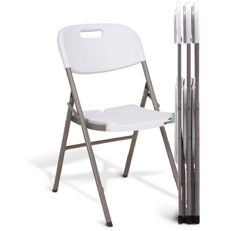 MaxxHome Juego de sillas plegables - 4 x sillas plegables - silla de camping - muebles de patio - 80 x 40 x 44 cm - 3Kg - Blanco