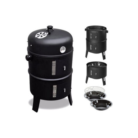 MaxxGarden Tronco para ahumar – Barbacoa de carbón vegetal – para diferentes propósitos – 40 x 72 cm – Negro