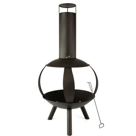 MaxxGarden - Estufa de jardín, pozo de fuego, rejilla de acero, estufa de patio - Negro (Ø58 x 135cm)