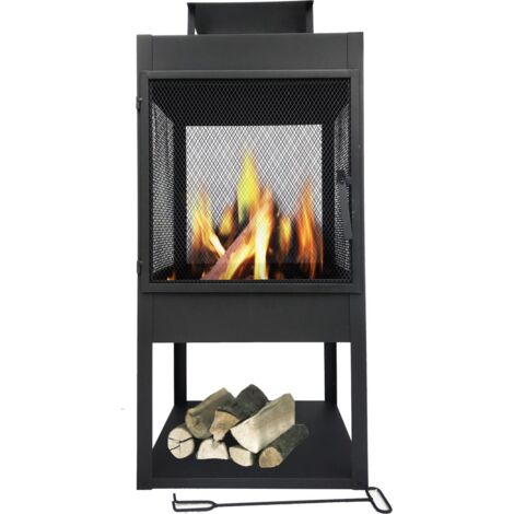 MaxxGarden Artemis, Fogón, estufa decorativa de exterior, brasero, chimenea de jardín/terraza en acero con recubrimiento de polvo negro, Ø45 x 100cm + cobertura gratuita