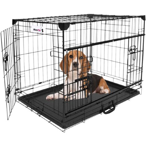 MaxxPet Banco para Perros con Puerta Corredera - Jaula para Perros - Jaula para Gatos - Banco de Transporte - Jaula Perro Grande - 61x46x53cm