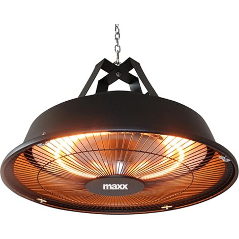 MaxxGarden - Calentador radiante infrarrojo eléctrico para colgar 1500W - Calentador radiante de techo resistente a la intemperie para la terraza, el invernadero o como calentador de garaje