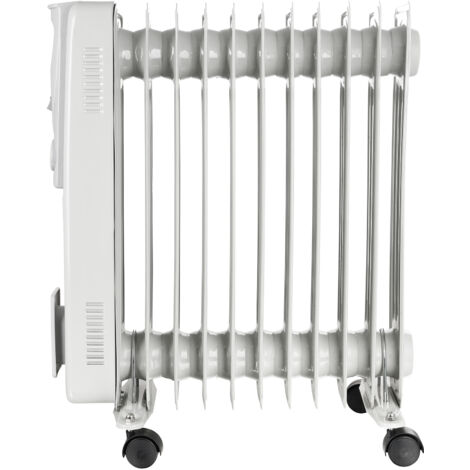 MaxxHome Radiador de aceite - Calentador eléctrico móvil - Termostato ajustable - Calefacción de aceite - Protección contra el Sobrecalentamiento - 2500W - 11 Lamas