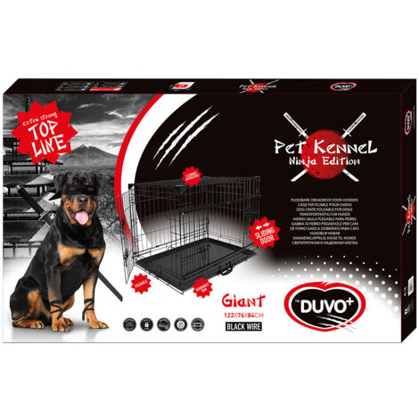 MaxxPet - Jaula para perros - Jaula plegable de metal con 2 puertas (delantera y lateral) - 122 x 76 x 84 cm - Negro