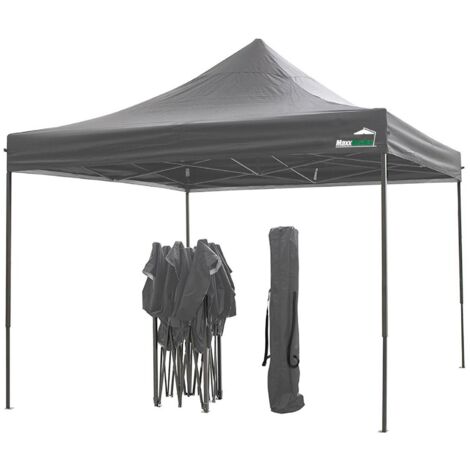 MaxxGarden Carpa de Jardín de 3 x 3 m - Plegable - Cenador Robusto Impermeable - Garden Tent Resistente al Agua Laterales para Reception, Fiesta, Camping, Festival, Cerveza - Antracita (1/5)