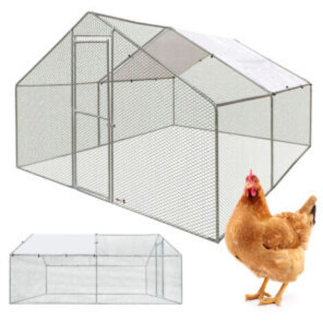MaxxPet Gallinero para exterior – Casa para pollos y gallinas 3x4x2m – Recinto para animales con techo – Gallinero de metal – Jaula de pollos con cubierta impermeable y anti-UV