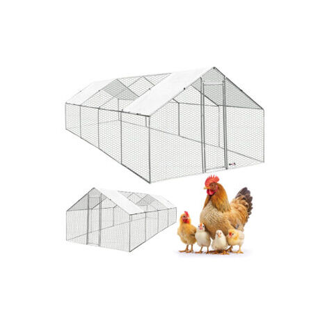 MaxxPet Gallinero para exterior – Casa para pollos y gallinas 3x8x2cm – Recinto para animales con techo – Gallinero de metal – Jaula de pollos con cubierta impermeable y anti-UV (1/5)