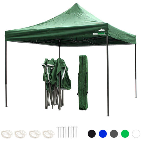 MaxxGarden Carpa de Jardín de 3 x 3 m - Plegable - Cenador Robusto Impermeable - Garden Tent Resistente al Agua Laterales para Reception, Fiesta, Camping, Festival, Cerveza - Verde (1/5)
