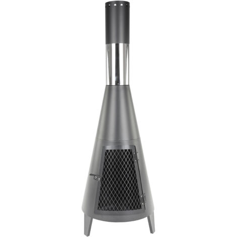 MaxxGarden Brasero Atlanta Ø40×119 cm - Chimenea de jardín - Chimenea de exterior - Estufa de jardín de leña - Negro