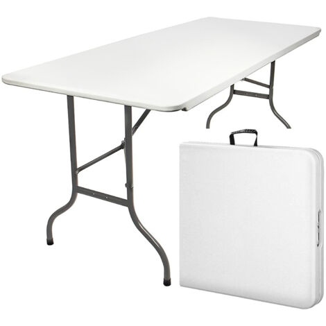 MaxxGarden Mesa Dobravel - Mesa de Jardín Plegable - Madera de Ingeniería - Exterior - Portatil - 180 x 70 x 74 cm - Blanco