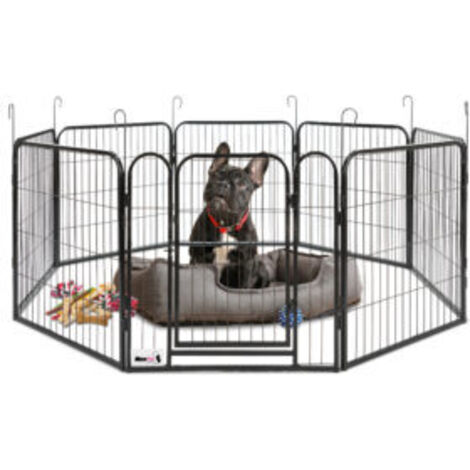 MaxxPet Parque para perros – Valla para perros interior y exterior - Parque para cachorros, conejos y mascotas - Zona de juegos plegable – Jaula con 8 paneles – 60x60 cm - Incl. mantita absorbente (1/5)