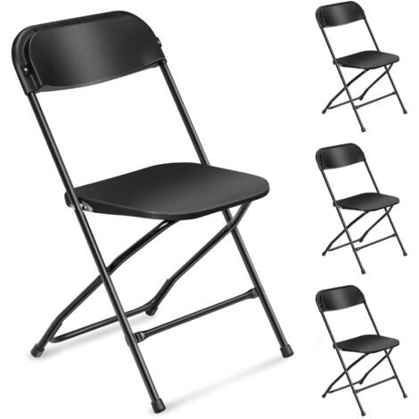 MaxxHome Juego de sillas plegables - 4 x sillas plegables - silla de camping - muebles de patio - 80 x 40 x 44 cm - 3Kg - Negro