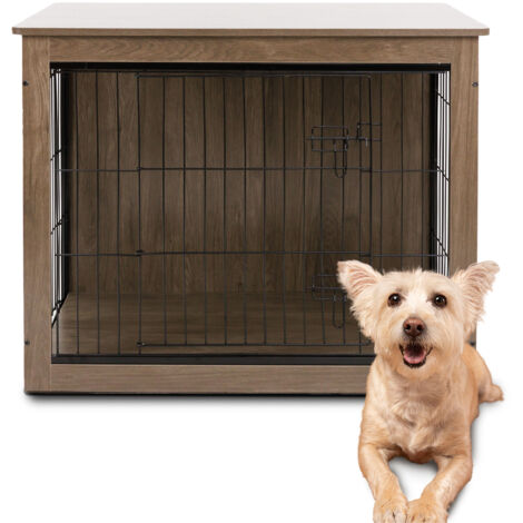 MaxxPet Caja Para Perros de Madera, Caja Para Perros Para el Hogar, Casa Para Perros de Interior, con 2 Puertas, Jaula Para Perros, Casa Para Perros, Salón, 98x65x68cm, Negro