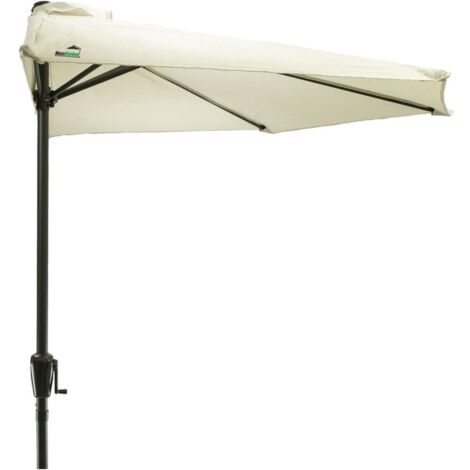 MaxxGarden Sombrilla Semicircular Ø 270 cm - Parasol para Pared de Jardín con Manivela y Mástil de Aluminio de Ø38 mm – para Terraza, Balcón – Base no incluida - Taupe