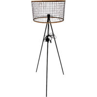 MaxxHome - Lámpara de pie (madera y metal, casquillo E27, 40 W, 146 cm)
