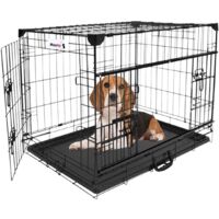 MaxxPet Banco para Perros con Puerta Corredera - Jaula para Perros - Jaula para Gatos - Banco de Transporte - Jaula Perro Grande - 61x46x53cm