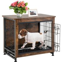 MaxxPet Parque Para Perros - Jaulas para Perros con 2 Puertas - Jaula Estilo Mueble Para el Hogar - Jaula Perro Con Deslizador Extraíble - Parque Para Gatos - 63x51x59 cm - Marrón Vintage