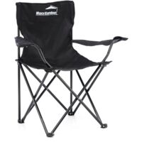 MaxxGarden Silla de Acampada - Silla de Acampada Plegable Adecuada para Festivales, la Playa, el Camping, la Pesca, etc. Portavasos en el reposabrazos - Incluye Bolsa de Transporte - Color: Negro