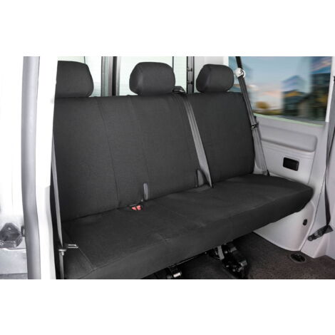 BREMER SITZBEZÜGE Autositzbezug Für VW T5 Transporter Bj 2003-15 (PLKT201), Set, Schonbezüge Sitzbezüge Fahrer Und Beifahrer, In Schwarz/Grau, Autoschonbezug