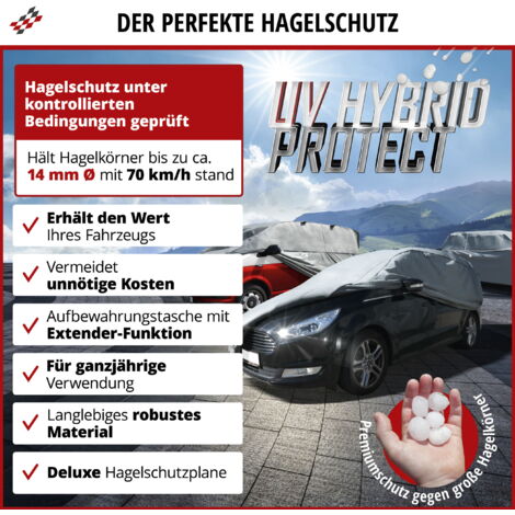 PKW Hagelschutzplane Hybrid UV Protect, Hagelschutzgarage Größe M