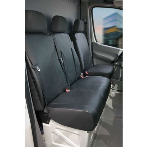 Passform Sitzbezug aus Kunstleder kompatibel mit Mercedes-Benz Sprinter, VW LT, Einzelsitz Armlehne innen & Doppelbank