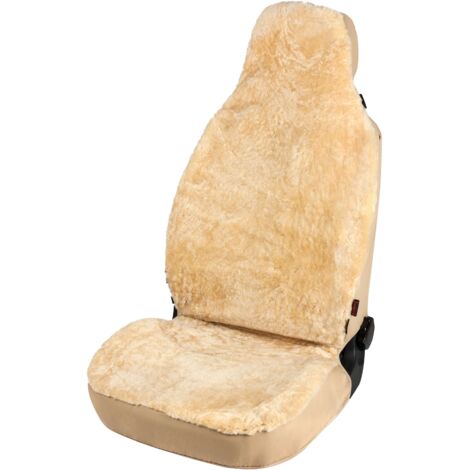 Autositzbezug Zoya aus Lammfell, PKW-Schonbezug Einzelsitz Highback, ZIPP-IT Lammfellbezug mit Reißverschluss beige