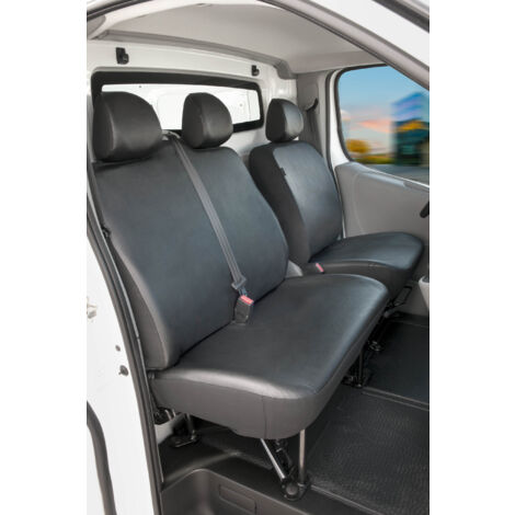 Passform Sitzbezug aus Kunstleder kompatibel mit Opel Vivaro/Renault Trafic/Nissan Primastar, Einzel & Doppelbank