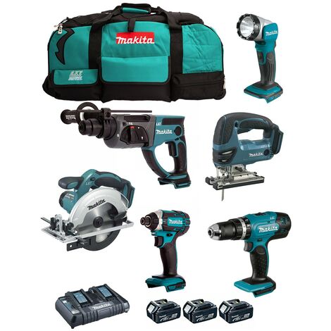 MAKITA Kit DLX6068PT (DHP453 + DTD152 + DHR202 + DJV180 + DSS611 + DML802 + 3 x 5,0 Ah + DC18RD + LXT600)