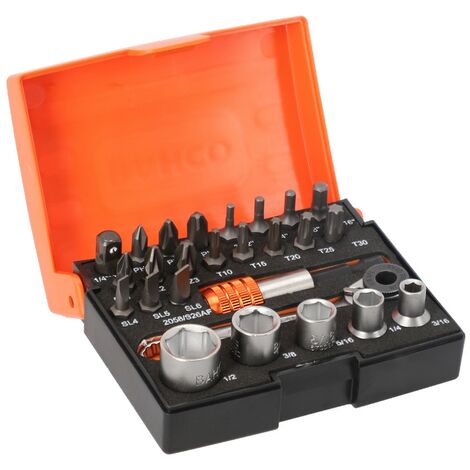 Set de llaves de vasos y puntas para atornillar 1/4" BAHCO 2058/S26 (26 piezas)