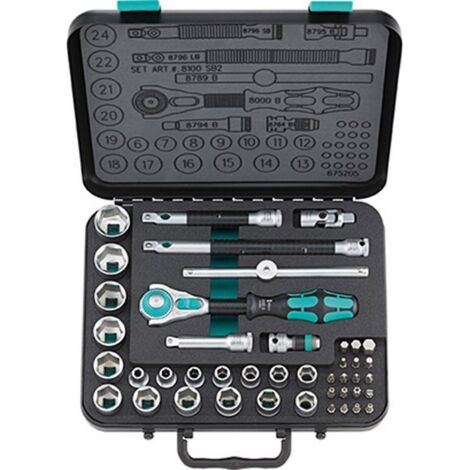 Set de llaves de vaso y puntas para atornillar 3/8" WERA 8100 SB 2 Zyklop 3/8" (43 piezas)
