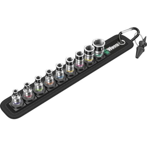 Set de 9 llaves de vaso Zyklop 1/4" con función de retención WERA Belt A 1