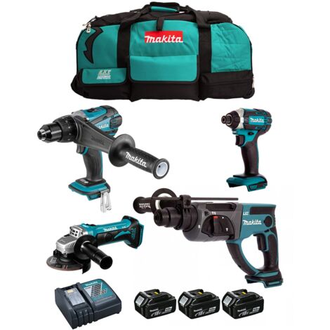 MAKITA Kit DLX4054MX1 (DDF458 + DTD152 + DHR202 + DGA452 + 3 x 4,0 Ah + DC18RC + LTX600)