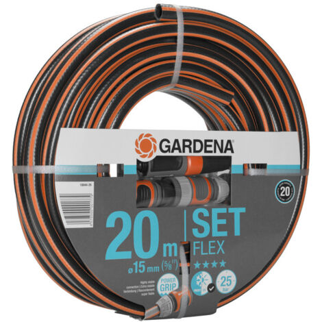 GARDENA Set de manguera de riego jardín 20 m de 15 mm (5/8"), lanza de riego y accesorios de riego (18044-26)
