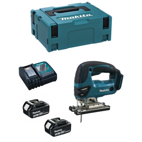 Sierra MAKITA 18 V Li-Ion + 2 baterías 3.0 Ah, cargador, estuche y accesorios - DJV180RFJ